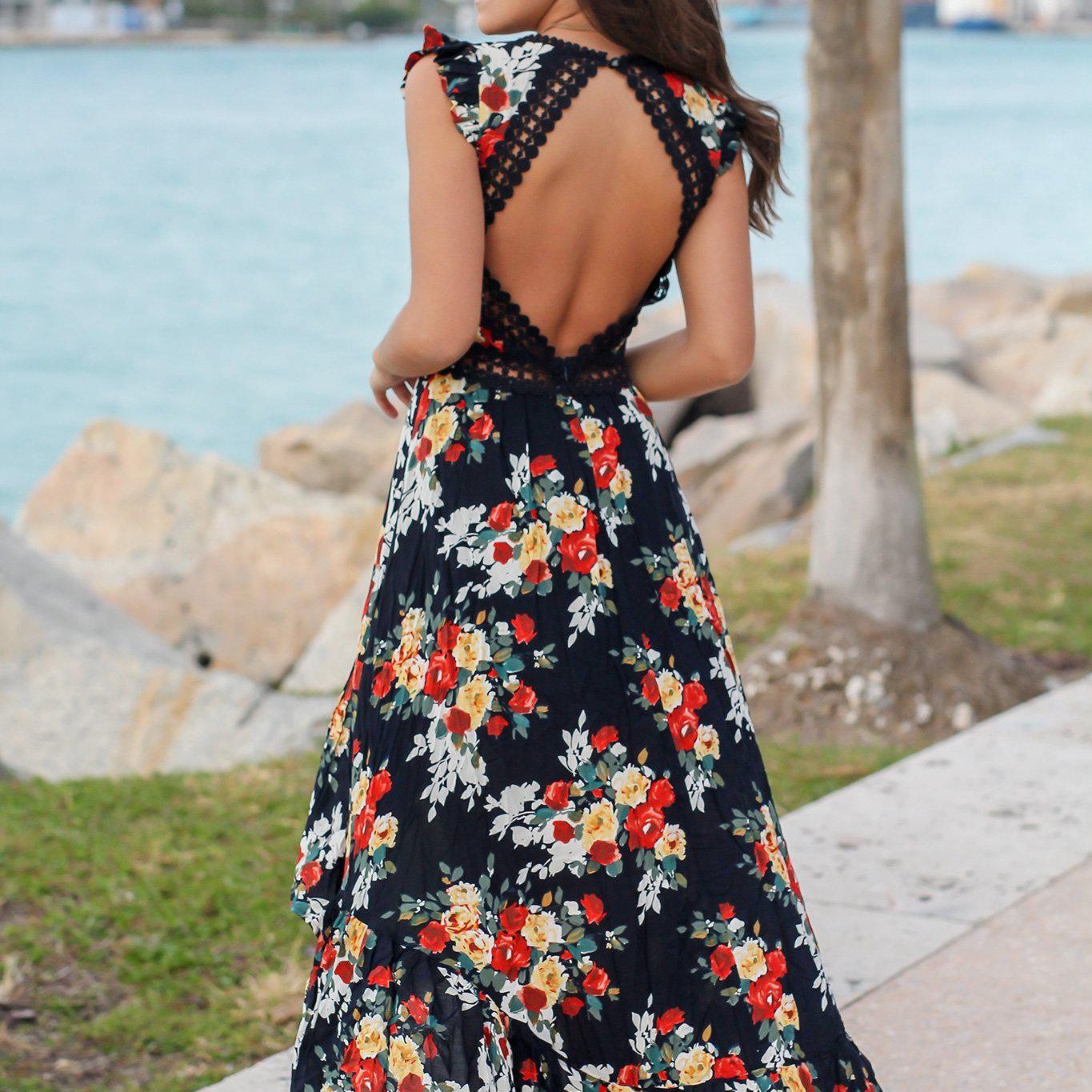 Elegant evening dress suitable for black tie event and wedding guest attire