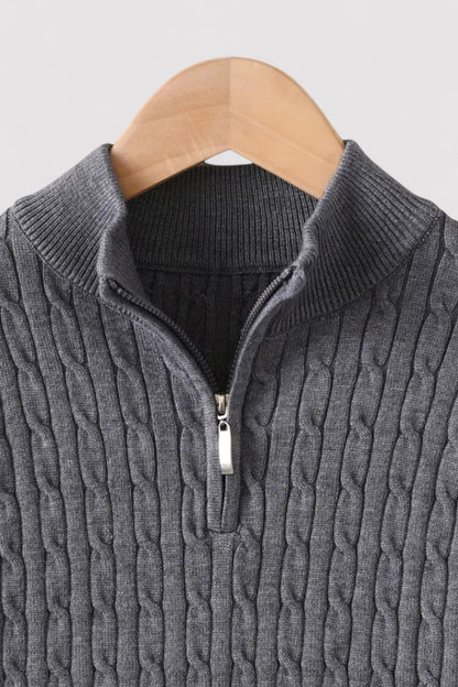 RegalWear | Men's Elegant Cable Knit Zip Sweater