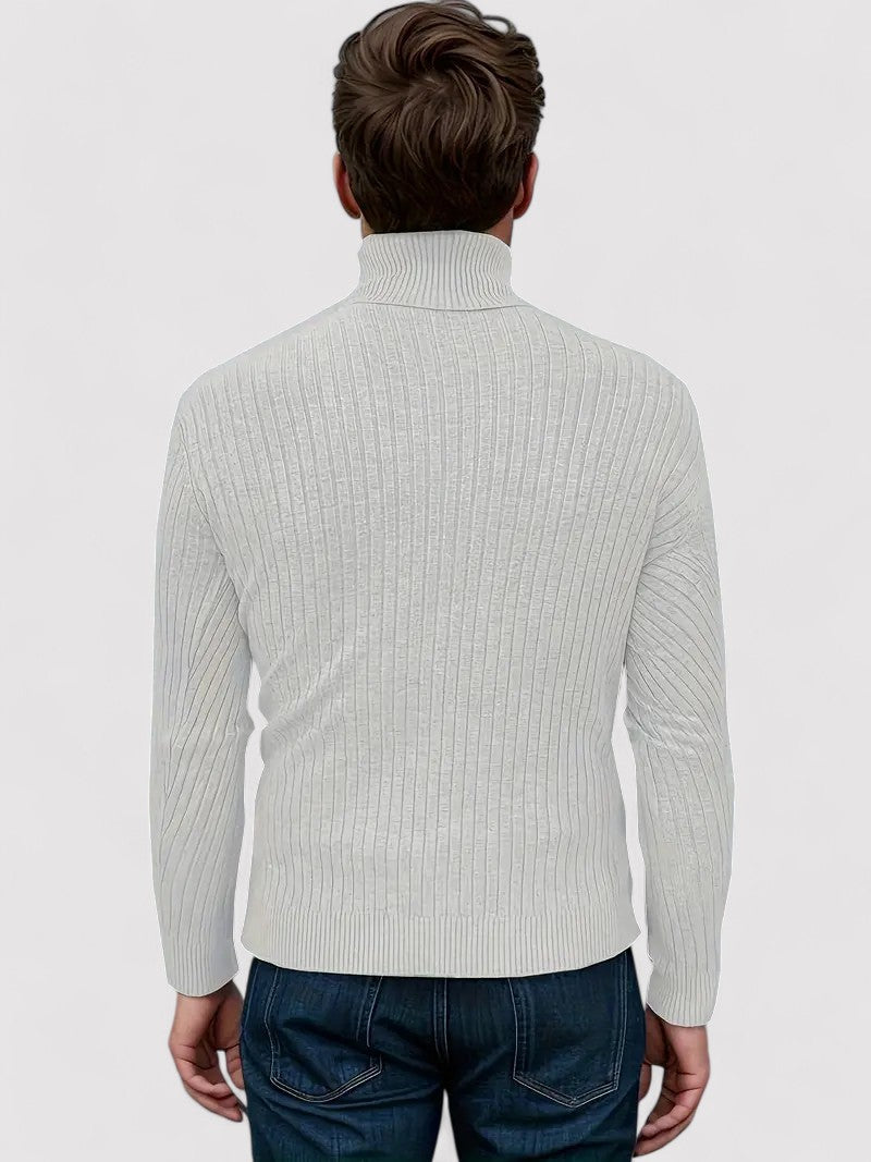 ElanTradition Stylish Cable-Knit Men's Turtleneck Jumper for Autumn