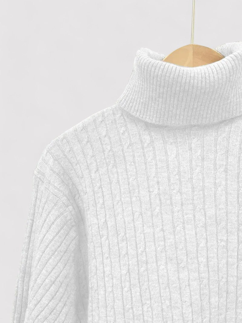 ElanTradition Stylish Cable-Knit Men's Turtleneck Jumper for Autumn