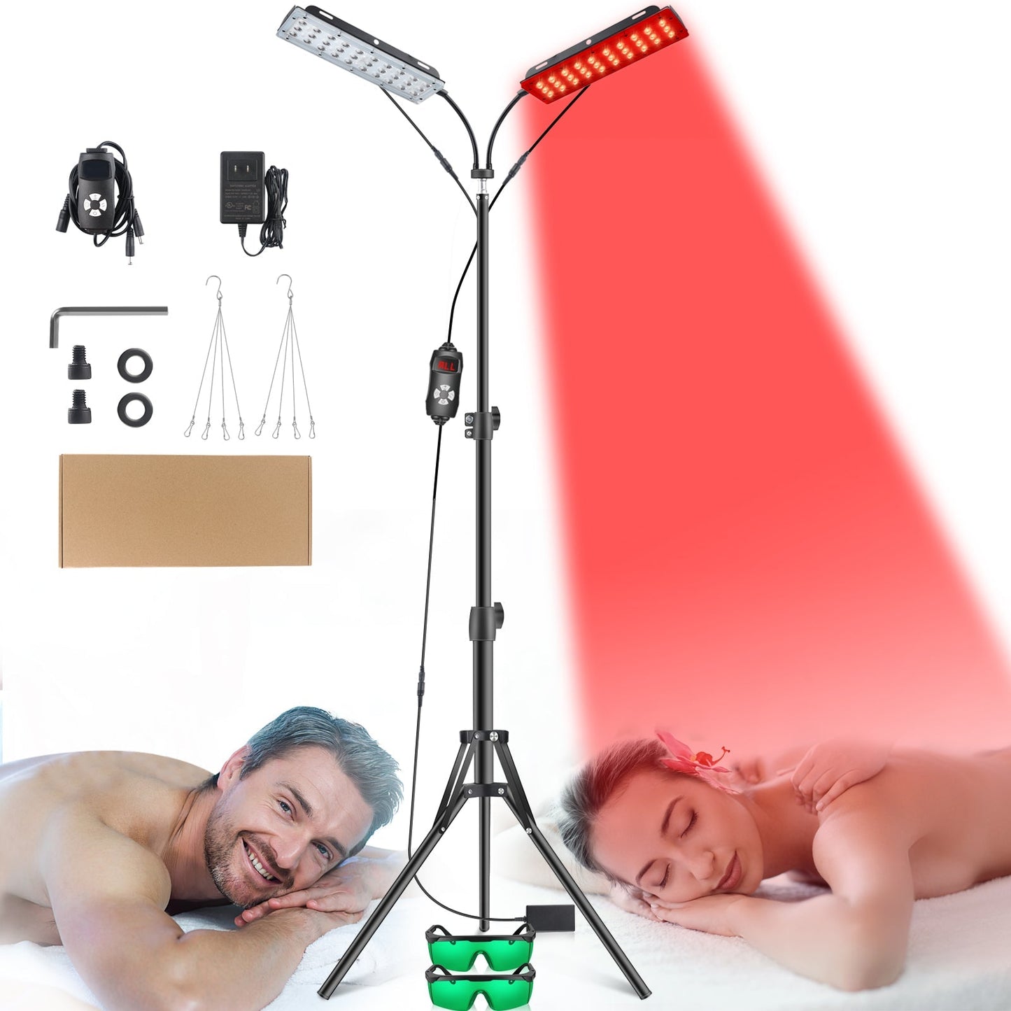 GleamiBright Dual-Head Red Light Therapy Lamp – Targeted LED Healing Tool