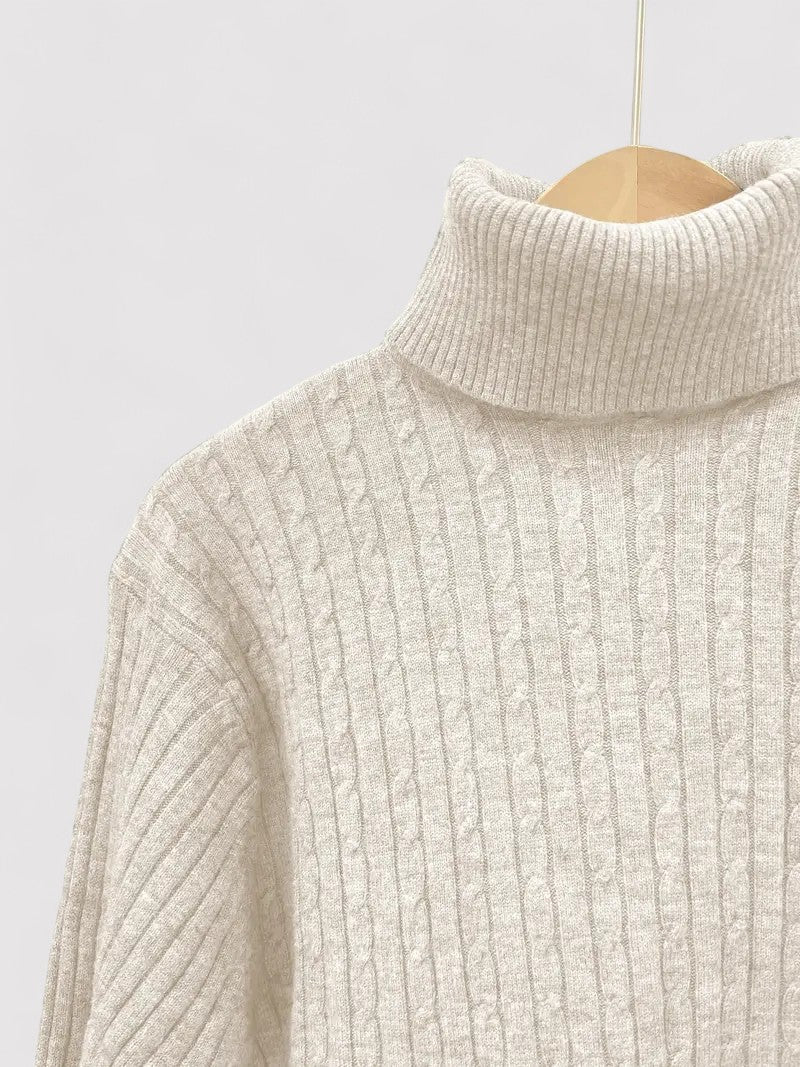 ElanTradition Stylish Cable-Knit Men's Turtleneck Jumper for Autumn