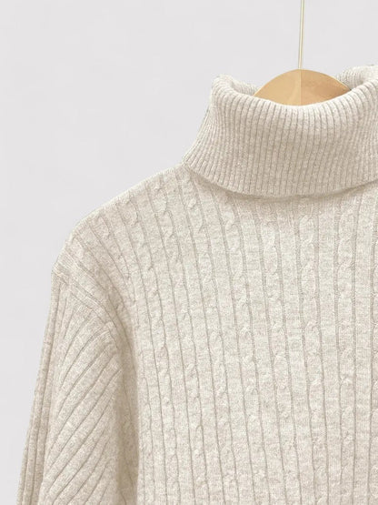 ElanTradition Stylish Cable-Knit Men's Turtleneck Jumper for Autumn