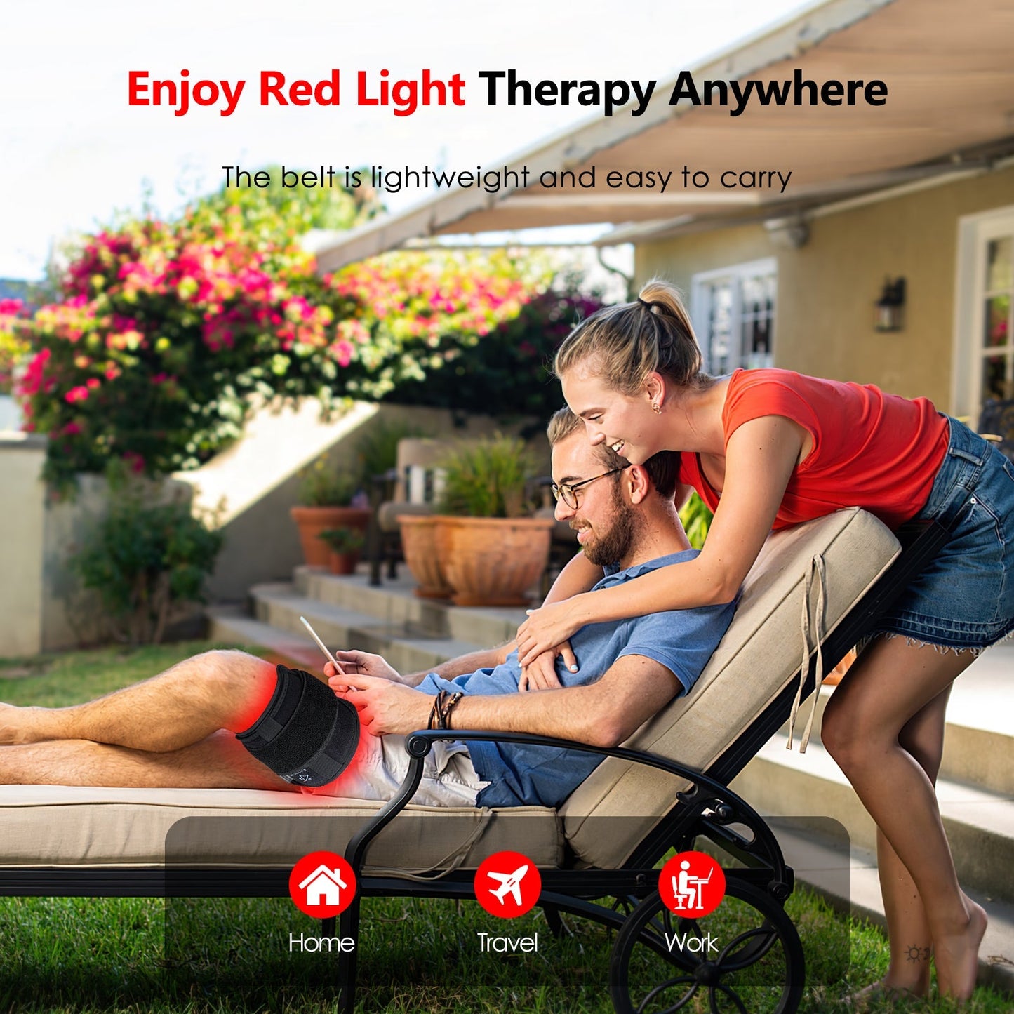 GloThera Comprehensive Red Light Therapy Belt for Pain and Relaxation - 60 LED