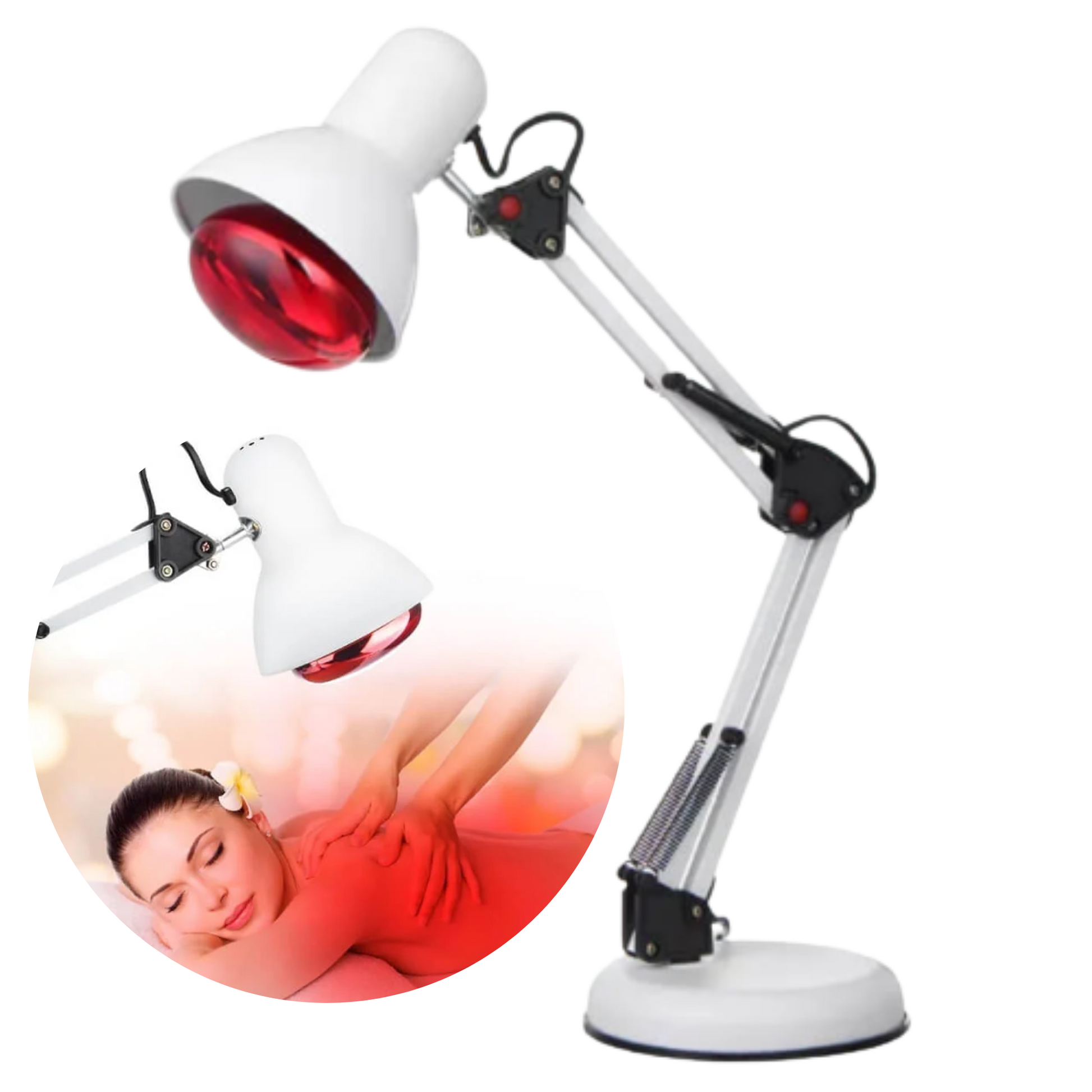 Infrared heat lamp used for red light therapy