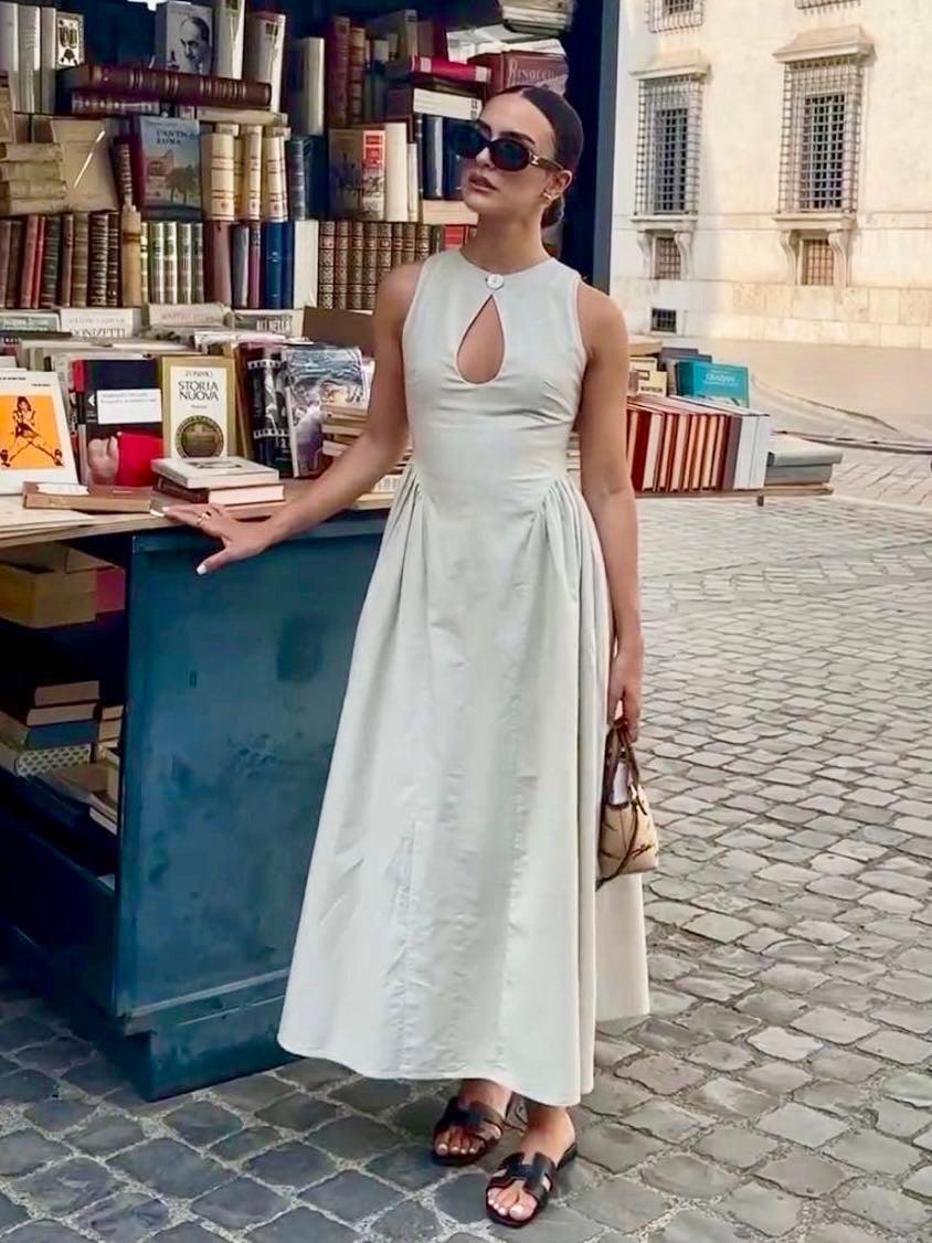 Elegant maxi dress from women's collection with cut out and casual design