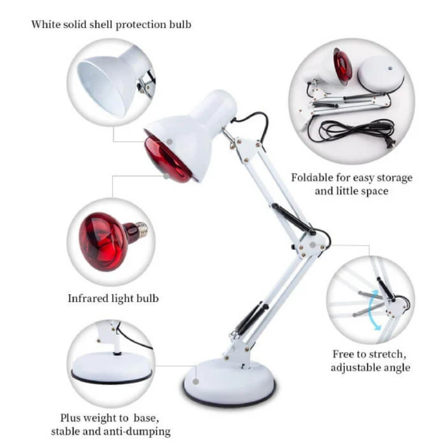 TheraGlow Advanced Infrared Red Light Therapy Lamp with Stand