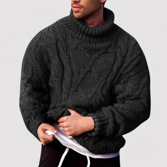 Men's turtleneck high neck sweater in winter fashion ensemble