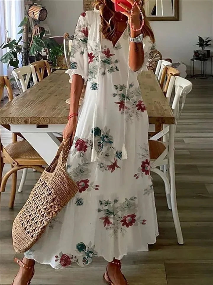 Lightweight maxi summer dress for women on the beach