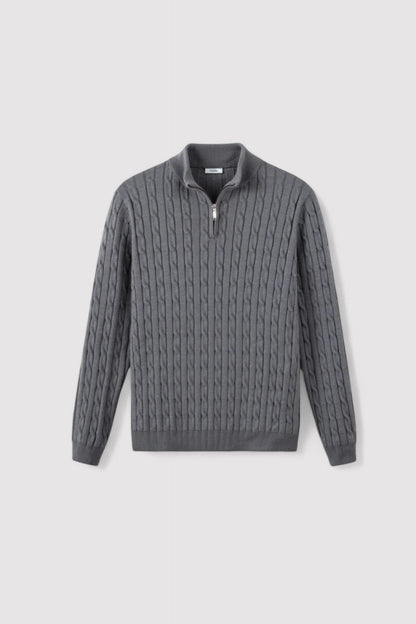 RegalWear | Men's Elegant Cable Knit Zip Sweater