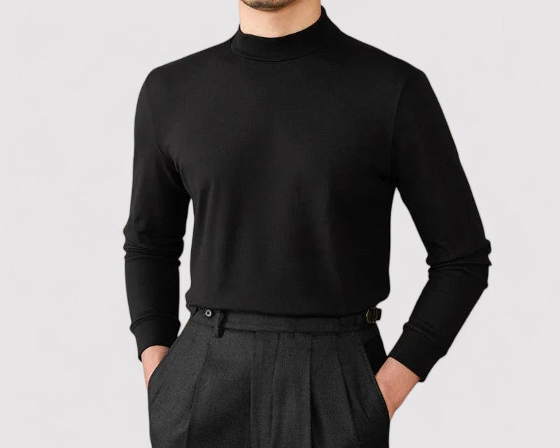 RegalTouch Men's Luxurious Cashmere Half-Turtleneck Jumper