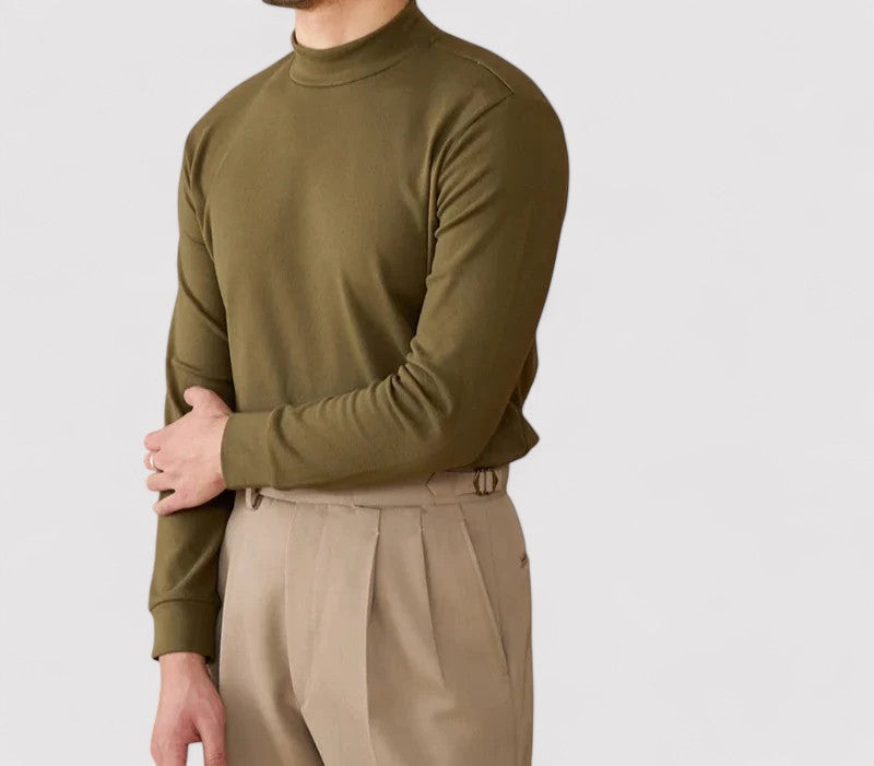 RegalTouch Men's Luxurious Cashmere Half-Turtleneck Jumper