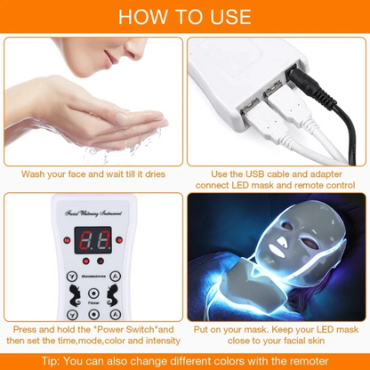 Radiance Aura 7-Colour LED Light Therapy Mask for Face and Neck