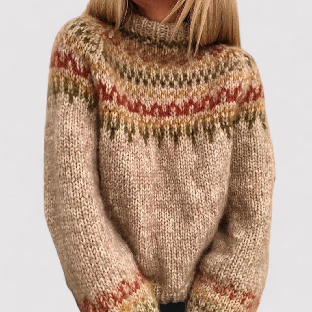 Woolen fair isle jumper with vintage design for women