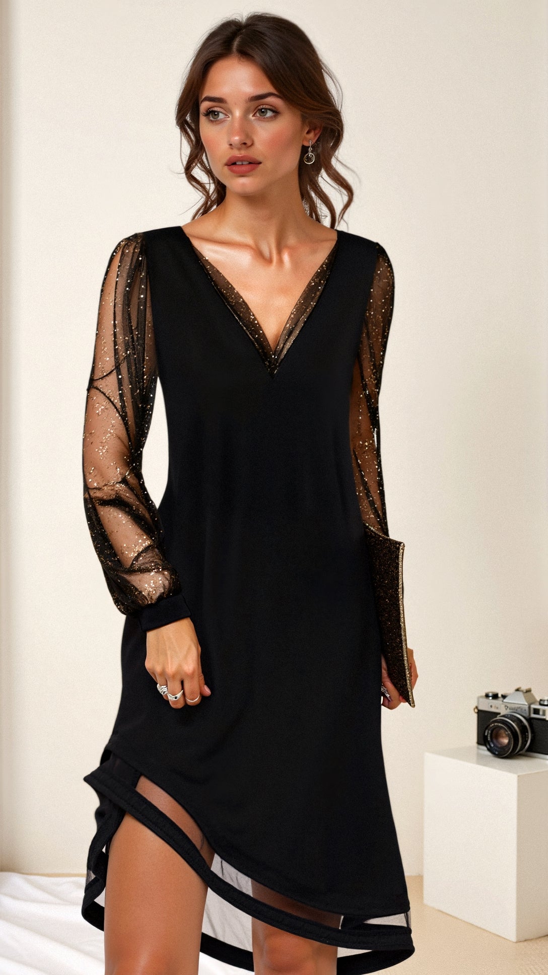 Elegant black evening gown with formal design perfect for a gala or cocktail party