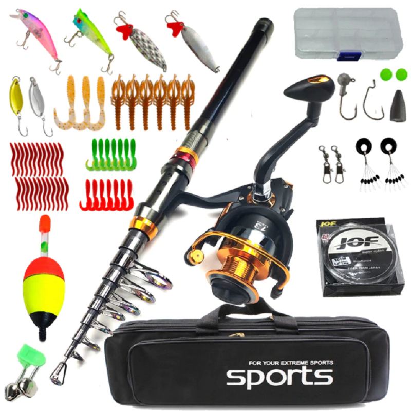 Carbon Telescopic Spinning Rod and Reel Set