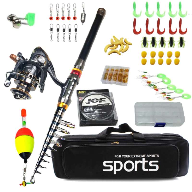 Carbon Telescopic Spinning Rod and Reel Set