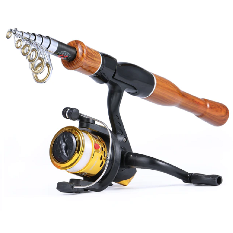 A telescopic collapsible extendable fishing rod and pole.