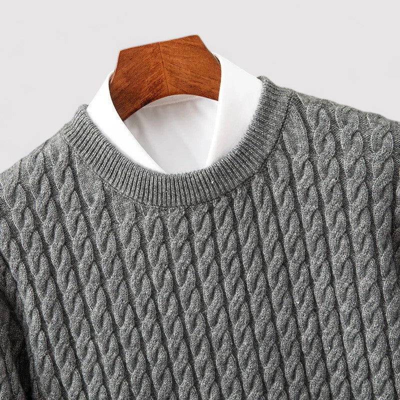 ThaliaSoph Luxurious Cable Knit Wool Sweater for Elegance and Comfort