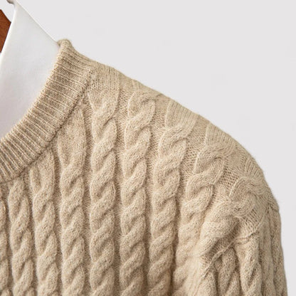 ThaliaSoph Luxurious Cable Knit Wool Sweater for Elegance and Comfort